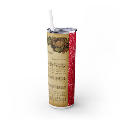 Christmas Music Notes with Red Sparkles - SleekSip Skinny 20oz Tumbler with Straw