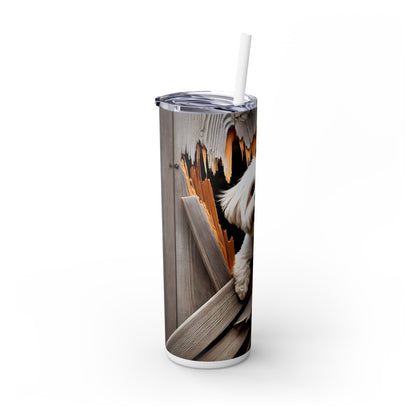 Dog Breaking Through Fence - SleekSip Skinny 20oz Tumbler with Straw