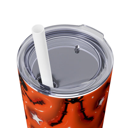 3D Inflated Halloween Bats - SleekSip Skinny 20oz Tumbler with Straw