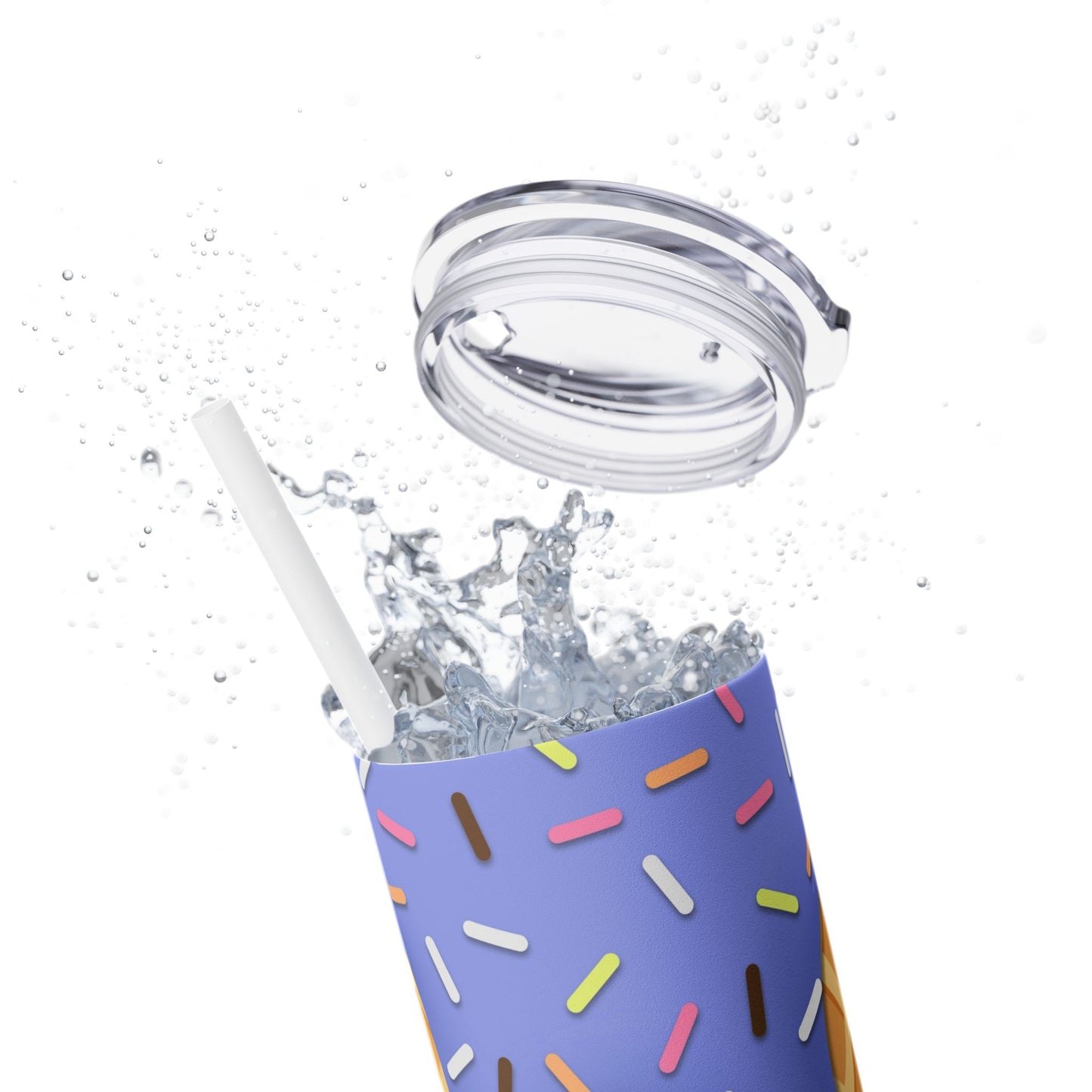 Dripping Ice Cream Waffle Cone - SleekSip Skinny 20oz Tumbler with Straw