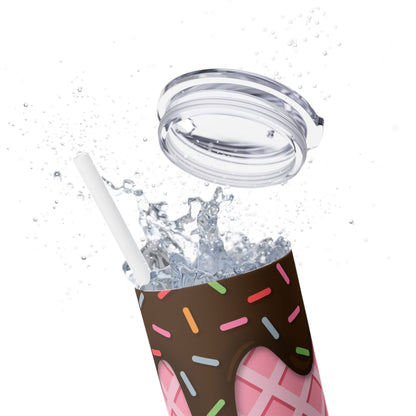 Dripping Ice Cream Waffle Cone - SleekSip Skinny 20oz Tumbler with Straw