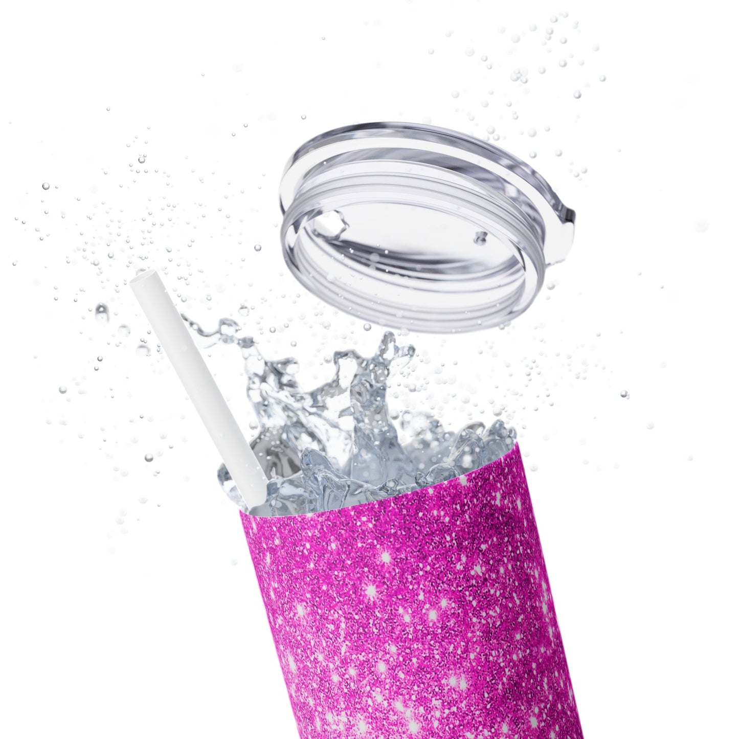 Hot Pink Sparkles - SleekSip Skinny 20oz Tumbler with Straw