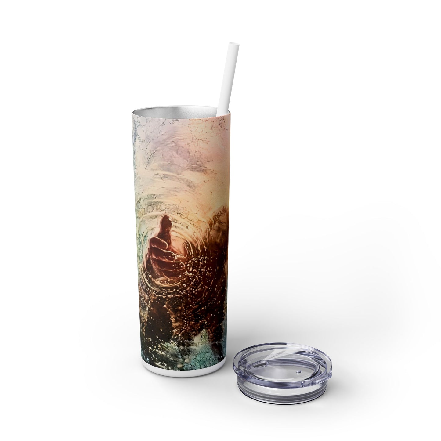 Jesus Christ grab my hand - SleekSip Skinny 20oz Tumbler with Straw