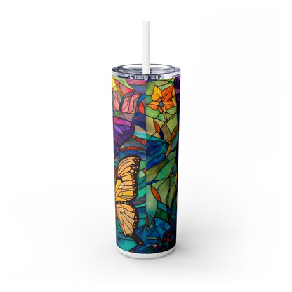 Butterfly Stained Glass - SleekSip Skinny 20oz Tumbler with Straw