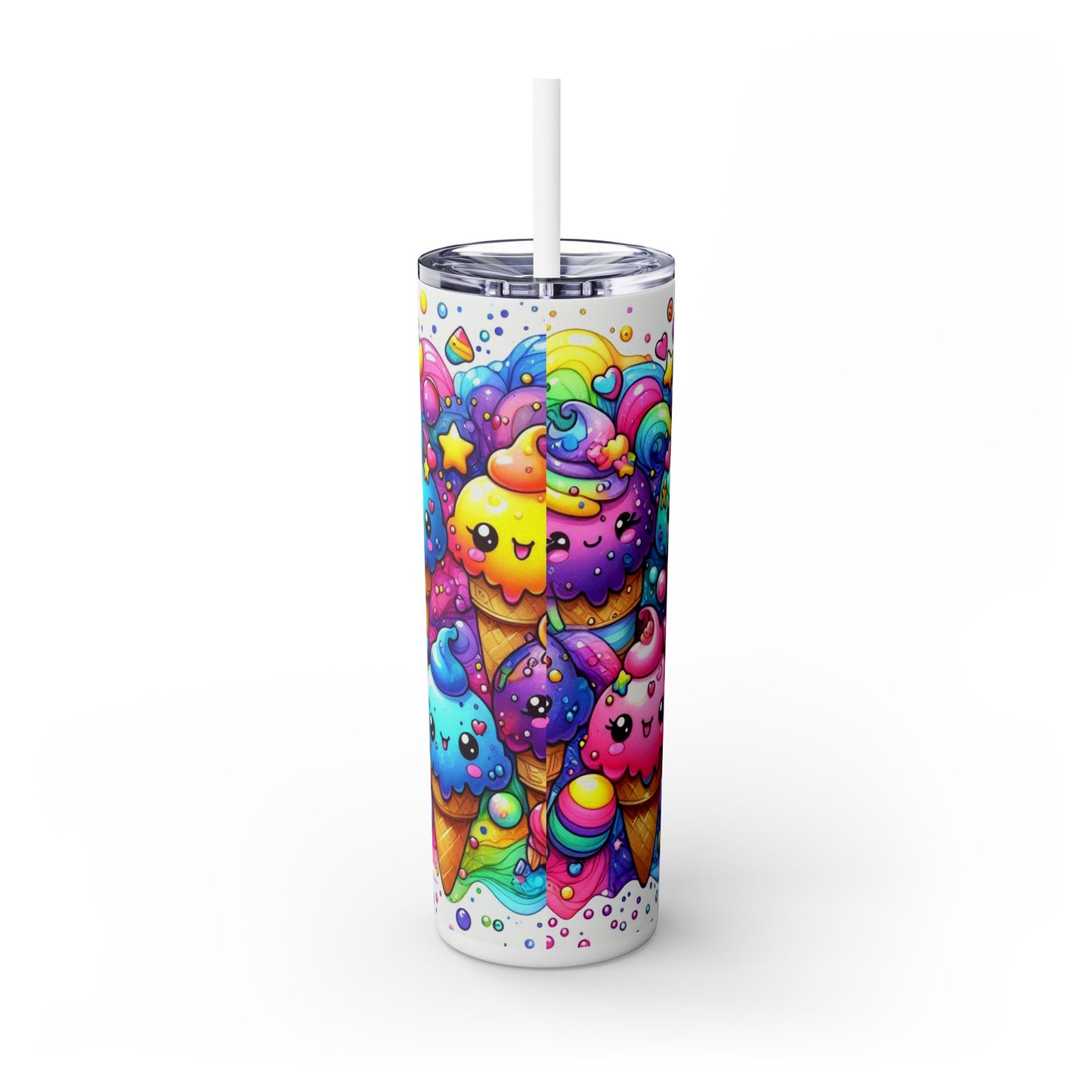 Cute Kawaii Ice Cream - SleekSip Skinny 20oz Tumbler with Straw