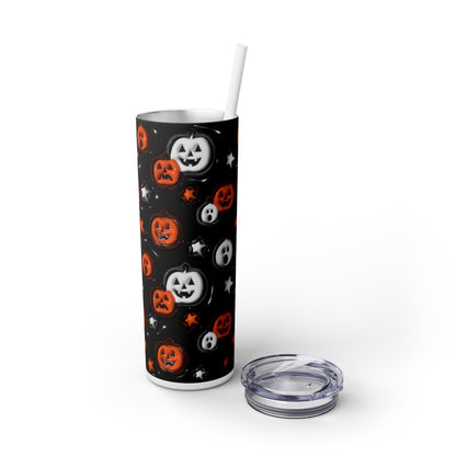 3D Inflated Pumpkins Halloween - SleekSip Skinny 20oz Tumbler with Straw