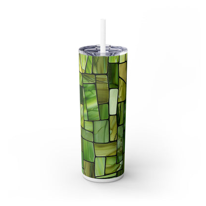 Green Stained Glass - SleekSip Skinny 20oz Tumbler with Straw