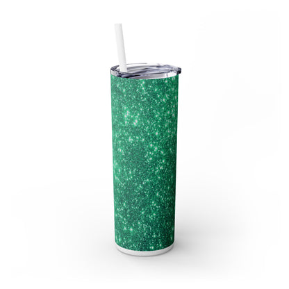 Dark Green Sparkles - SleekSip Skinny 20oz Tumbler with Straw