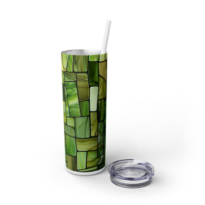 Green Stained Glass - SleekSip Skinny 20oz Tumbler with Straw