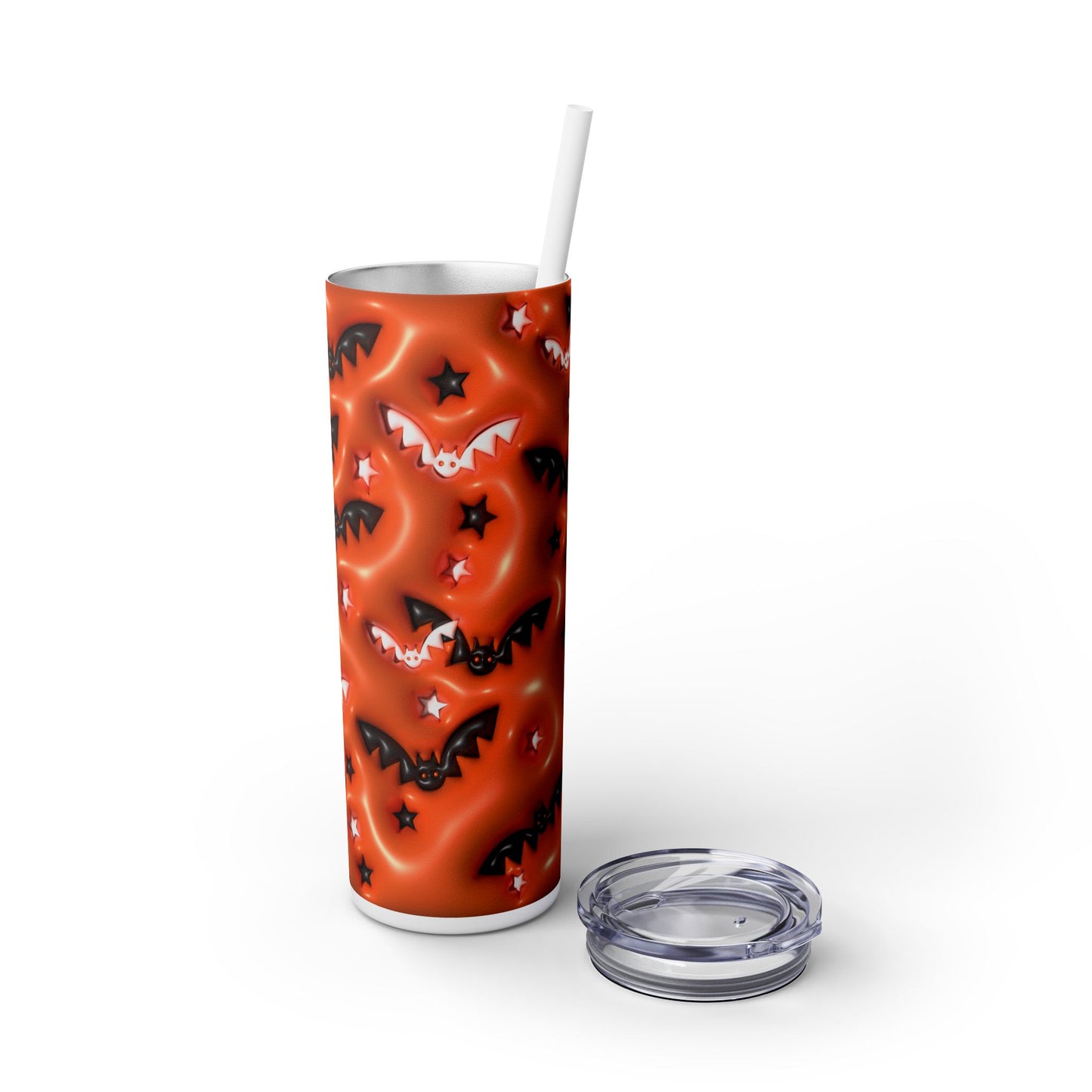 3D Inflated Halloween Bats - SleekSip Skinny 20oz Tumbler with Straw