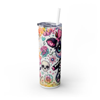 Spooky Halloween Cow - SleekSip Skinny 20oz Tumbler with Straw