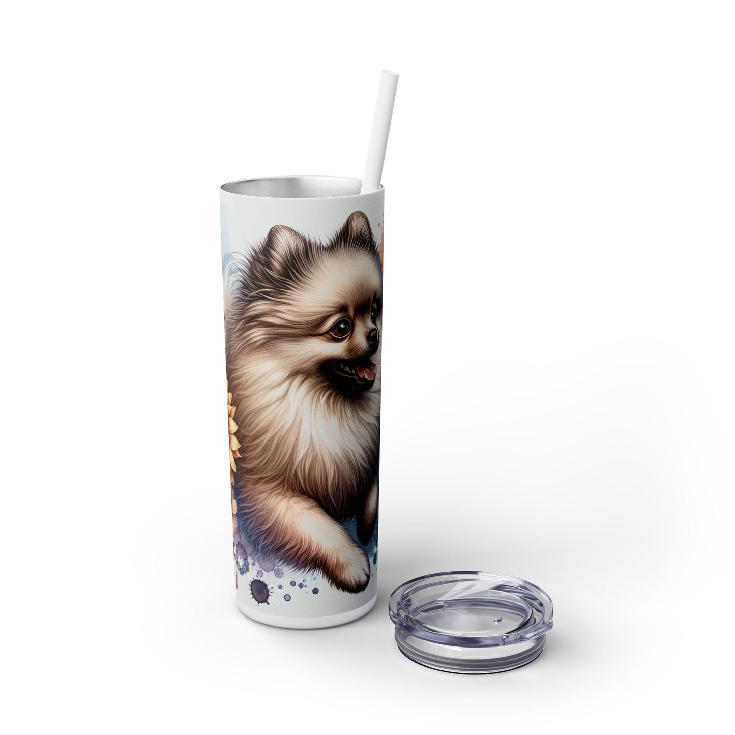 Beige Pomeranian - SleekSip Skinny 20oz Tumbler with Straw