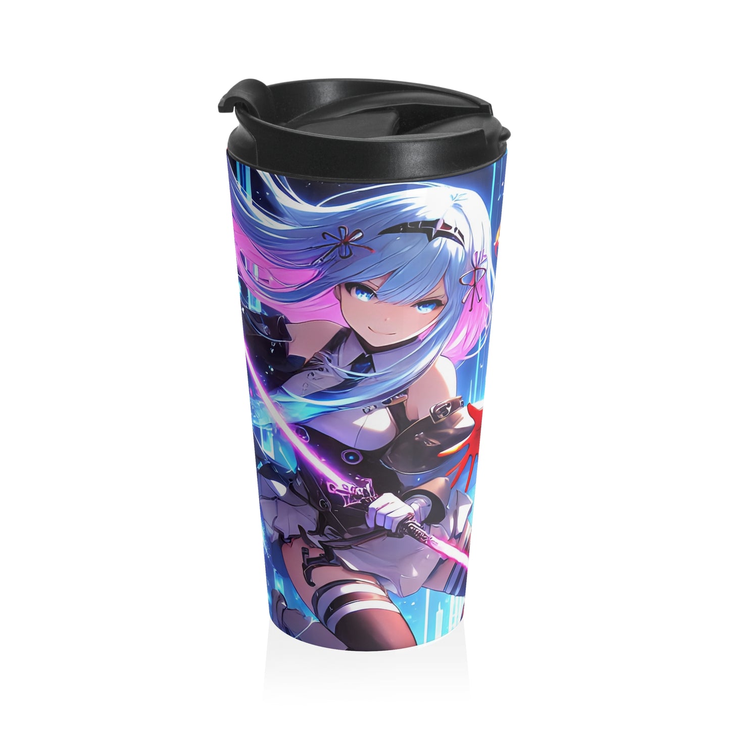 Galactic Samurai Princess Stainless Steel Travel Mug – 15oz