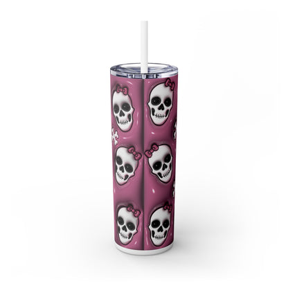 3D Inflated Skulls Halloween - SleekSip Skinny 20oz Tumbler with Straw