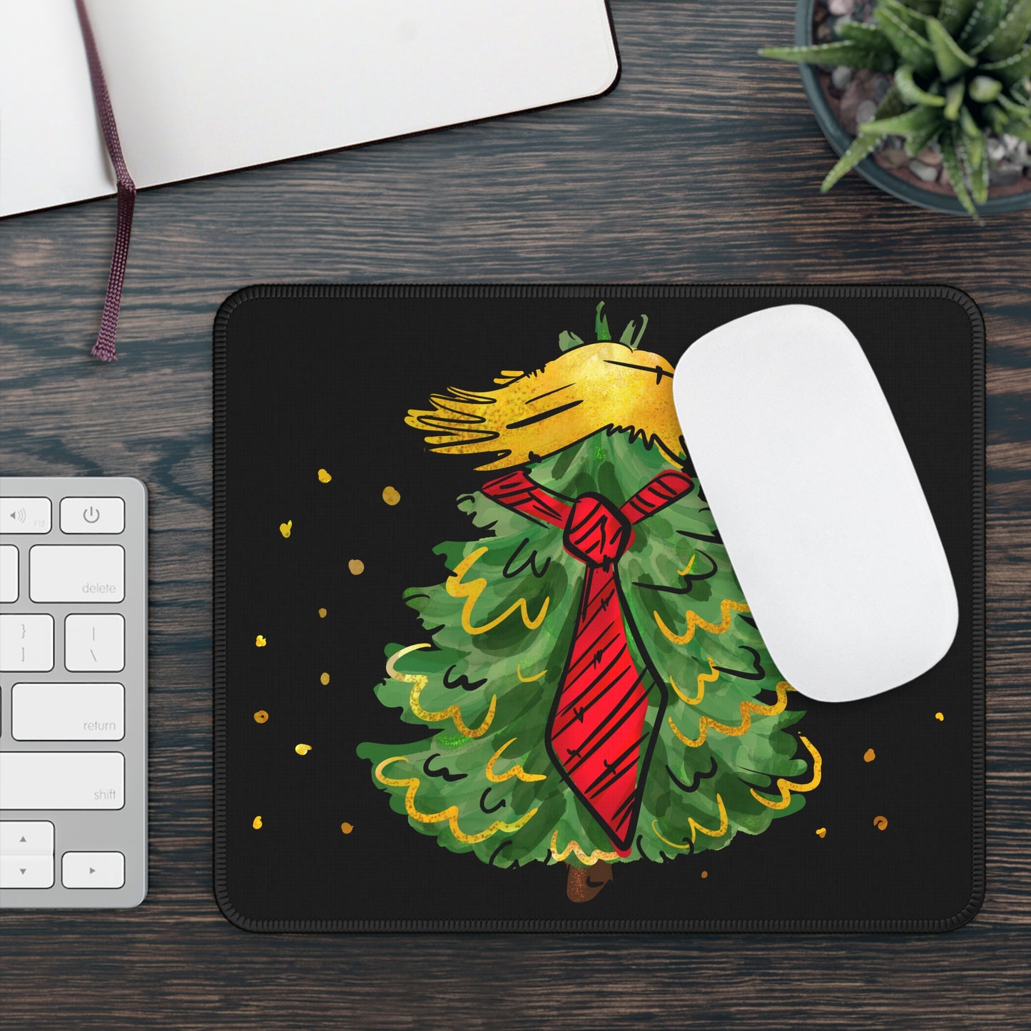 Golden Christmas Tree Mousepad