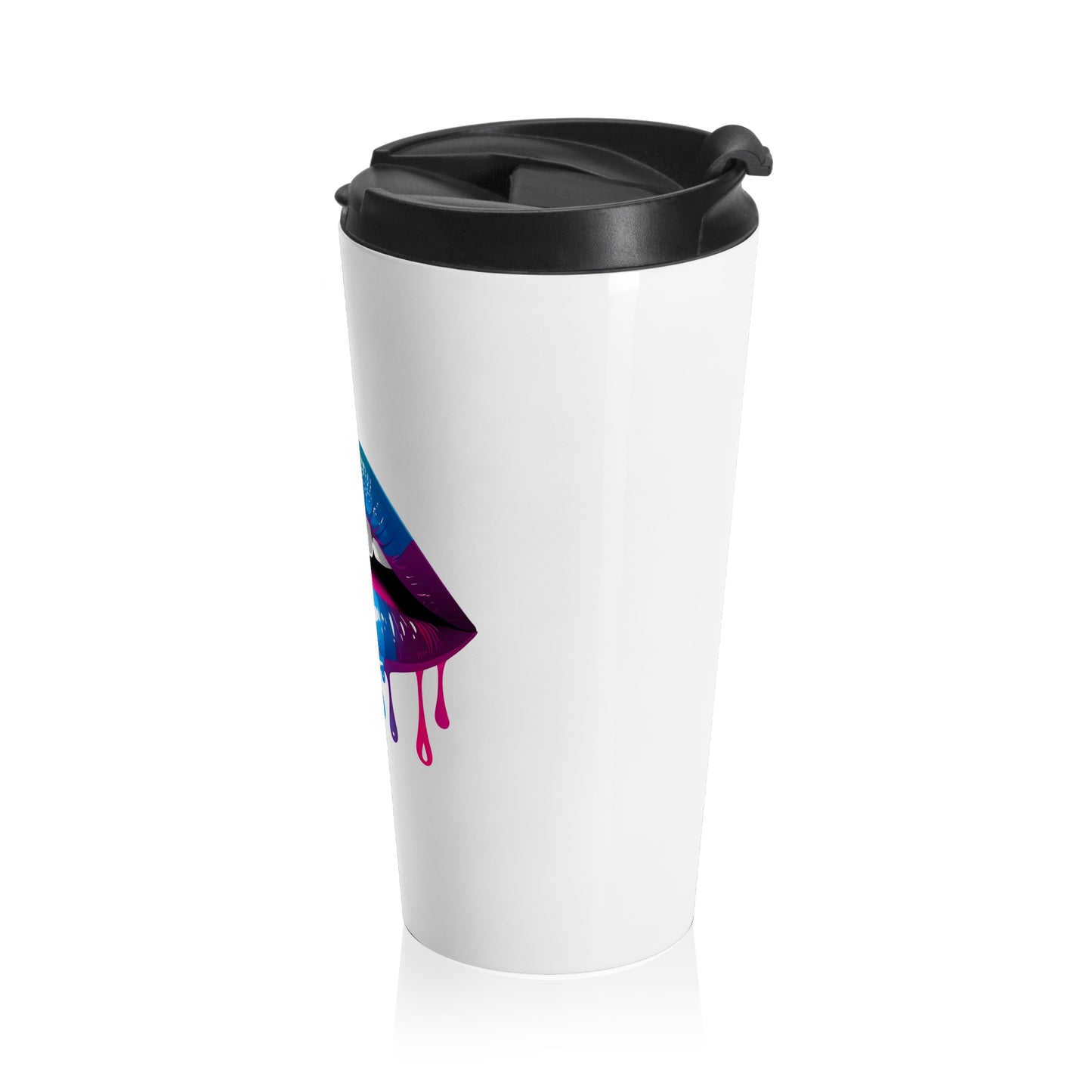 Vibrant Dripping Rainbow Lips Stainless Steel Travel Mug – 15oz