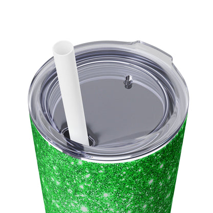 Green Sparkles - SleekSip Skinny 20oz Tumbler with Straw