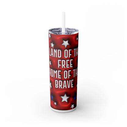 America Land of the Free - SleekSip Skinny 20oz Tumbler with Straw