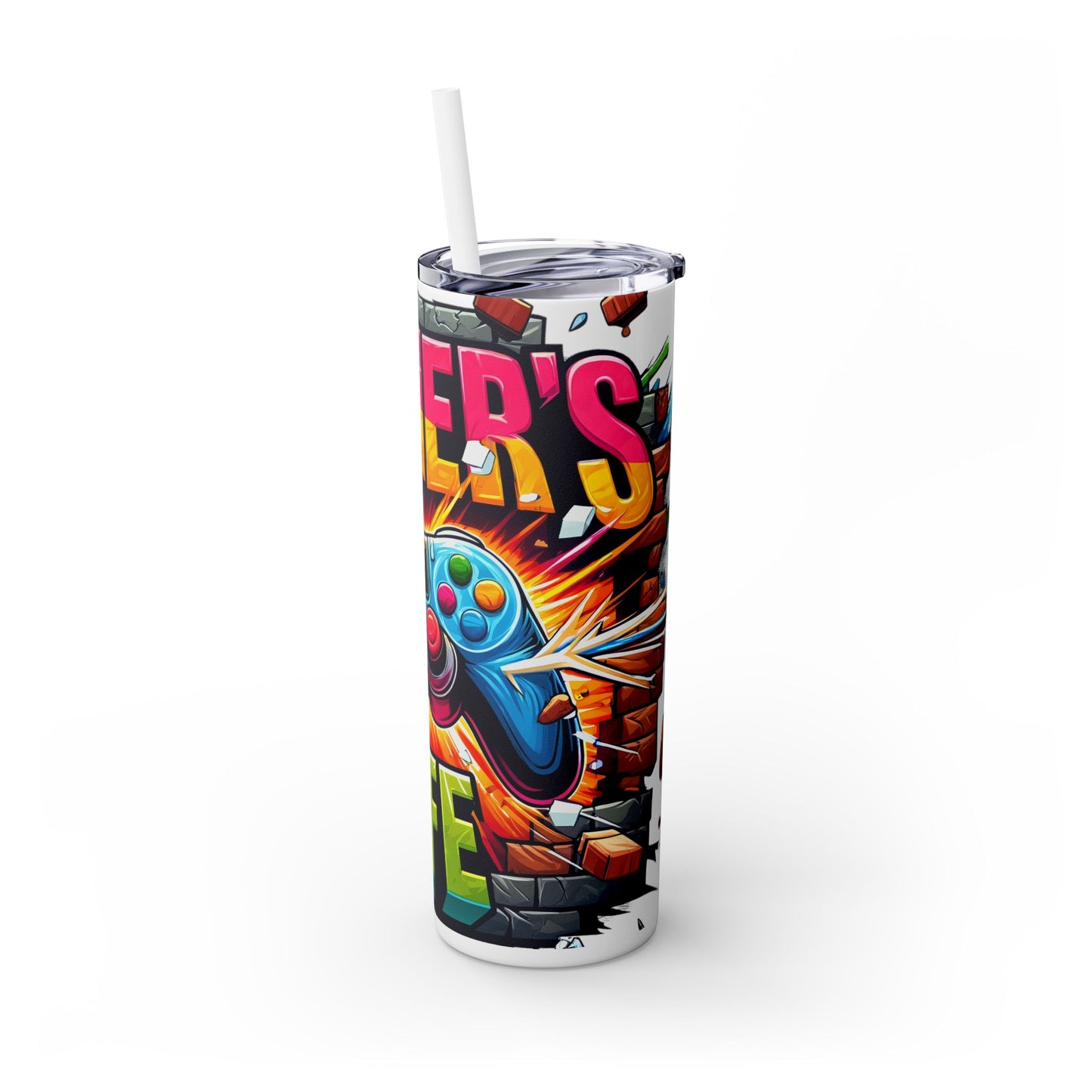 Gamer Life - SleekSip Skinny 20oz Tumbler with Straw