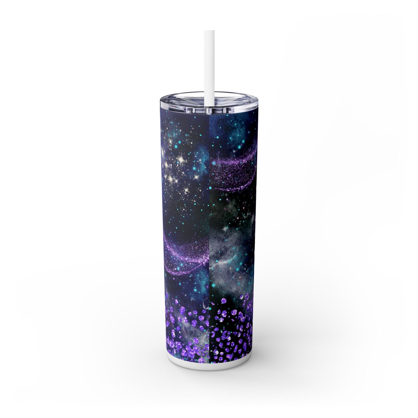 Blue Purple Glitter - SleekSip Skinny 20oz Tumbler with Straw