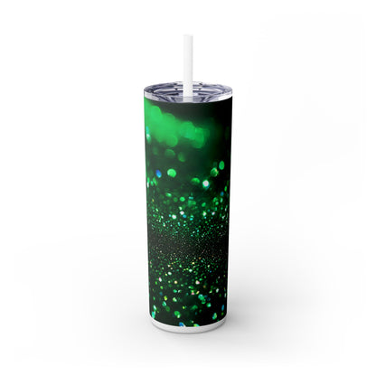 Green Sparkles - SleekSip Skinny 20oz Tumbler with Straw