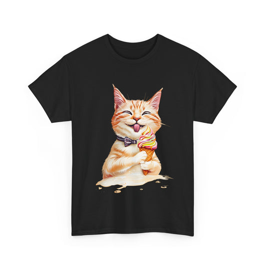 Happy Cat with Ice Cream T-Shirt - Express Delivery available