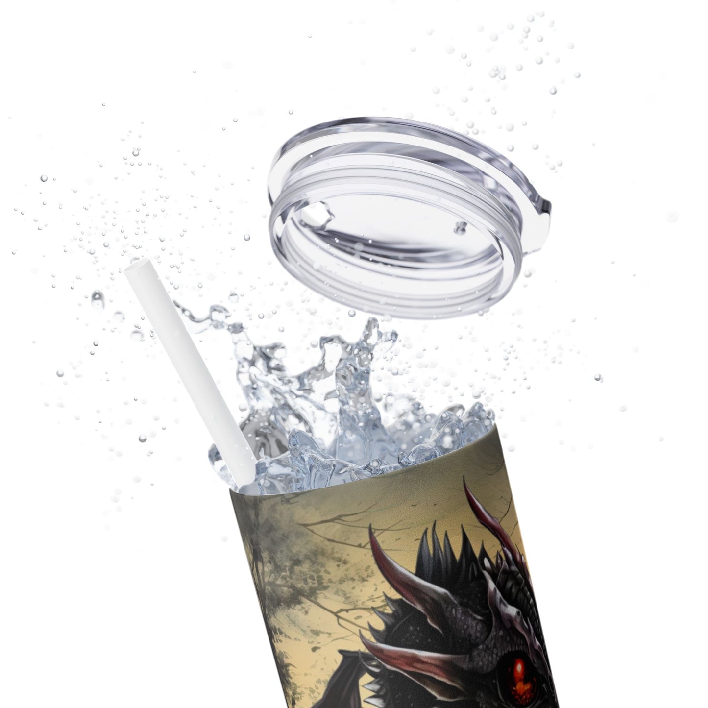 Dragon Sitting On A Skull - SleekSip Skinny 20oz Tumbler with Straw