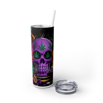 3D Cannabis Skull - SleekSip Skinny 20oz Tumbler with Straw