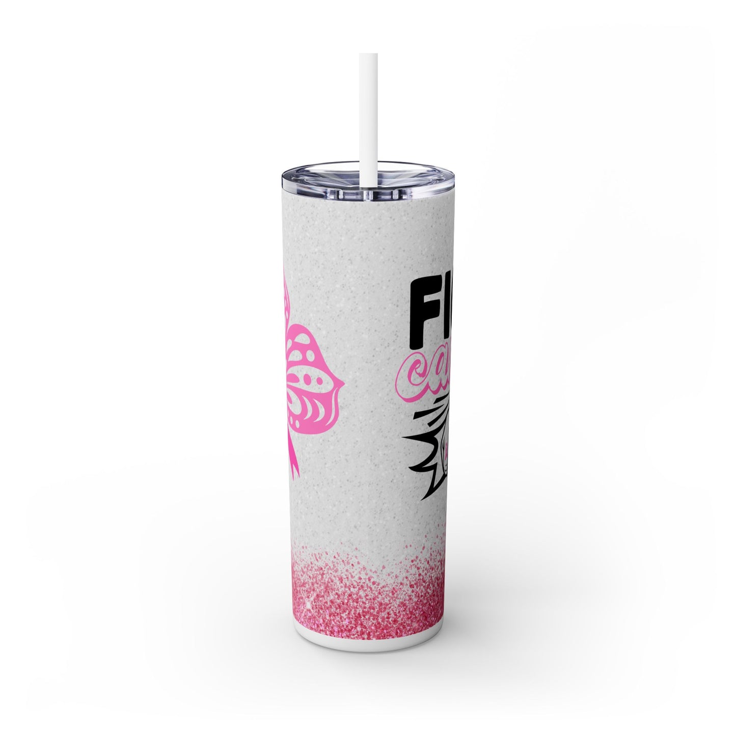 Fight Cancer Pink - SleekSip Skinny 20oz Tumbler with Straw