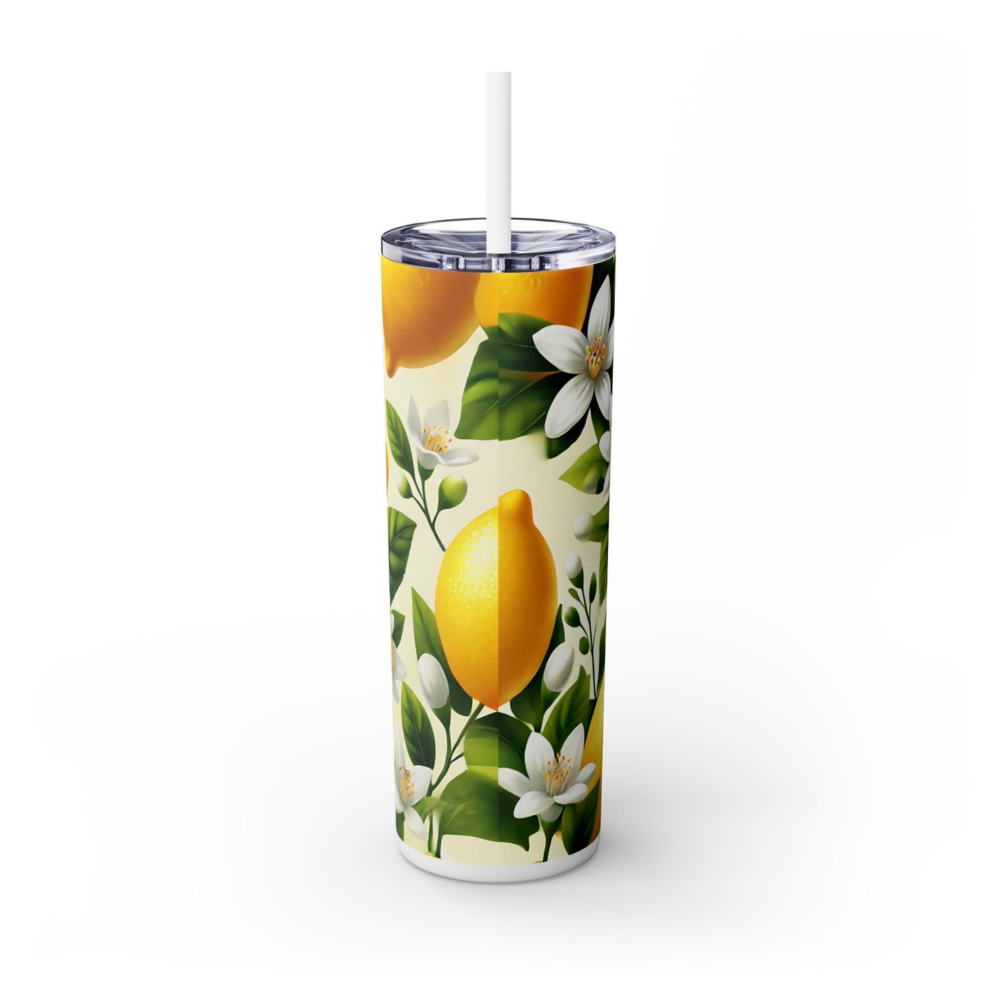 Lemon Tree with Flowers - SleekSip Skinny 20oz Tumbler with Straw