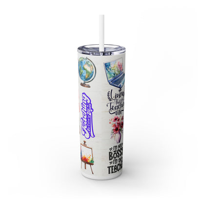 Best Teacher Ever Sayings - SleekSip Skinny 20oz Tumbler with Straw