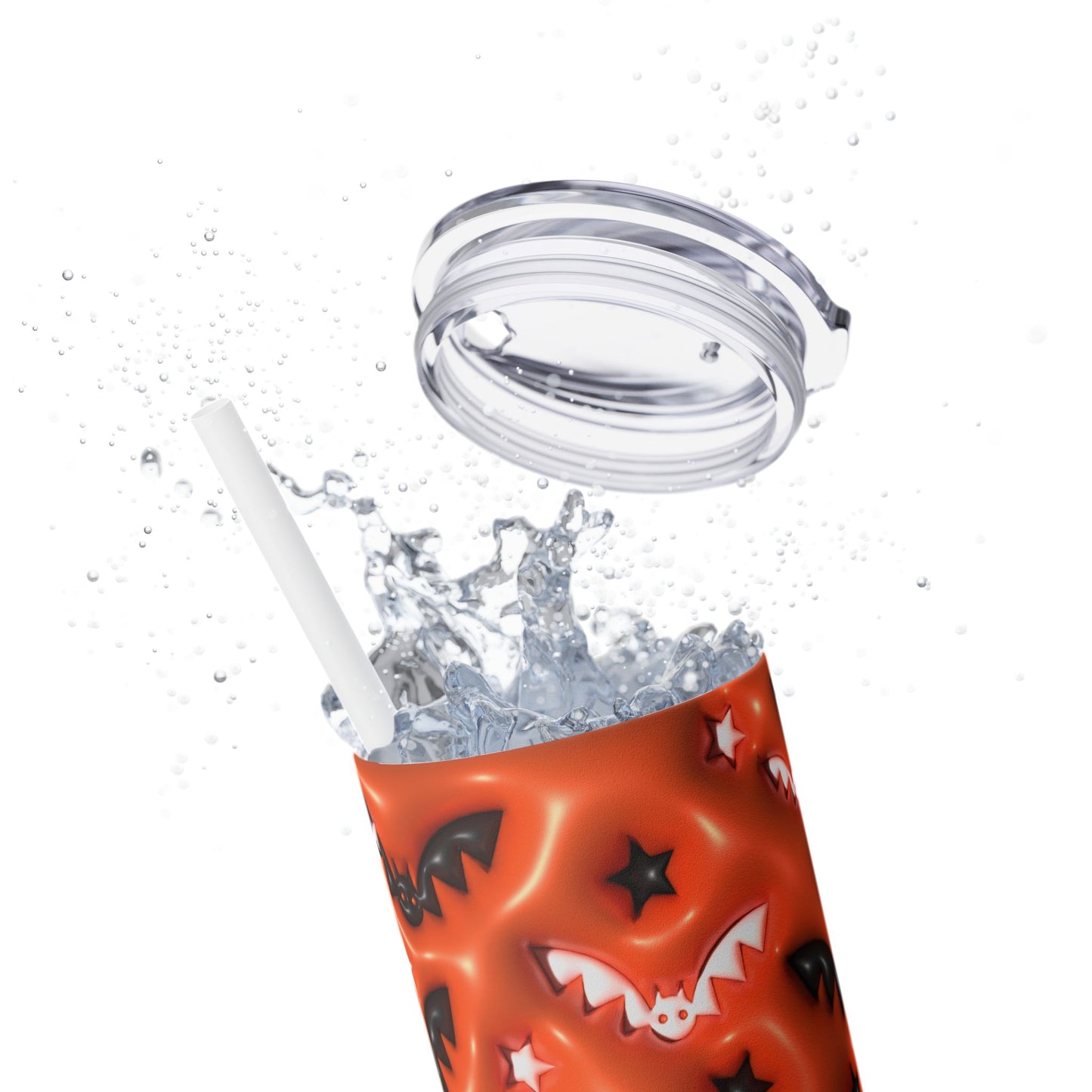 3D Inflated Halloween Bats - SleekSip Skinny 20oz Tumbler with Straw