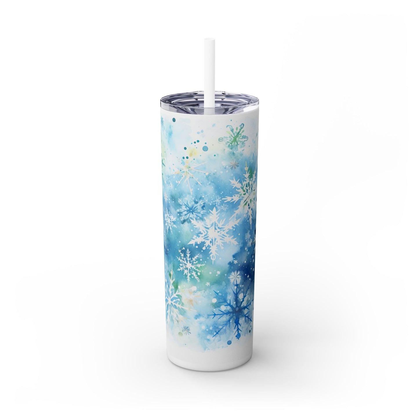 Blue Snowflakes - SleekSip Skinny 20oz Tumbler with Straw