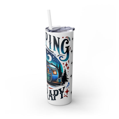 Camping is my therapy - SleekSip Skinny 20oz Tumbler with Straw