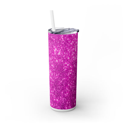 Hot Pink Sparkles - SleekSip Skinny 20oz Tumbler with Straw