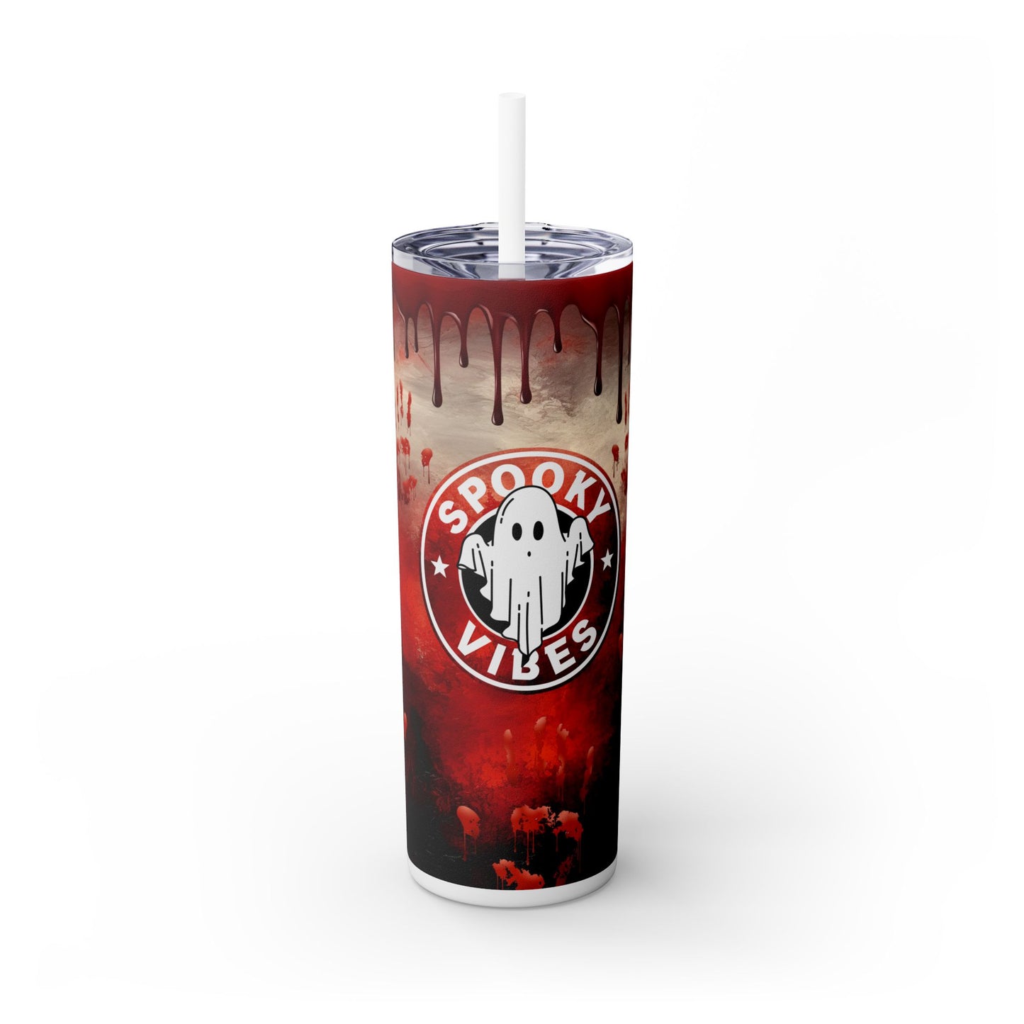 Bloody Red Spooky Vibes - SleekSip Skinny 20oz Tumbler with Straw