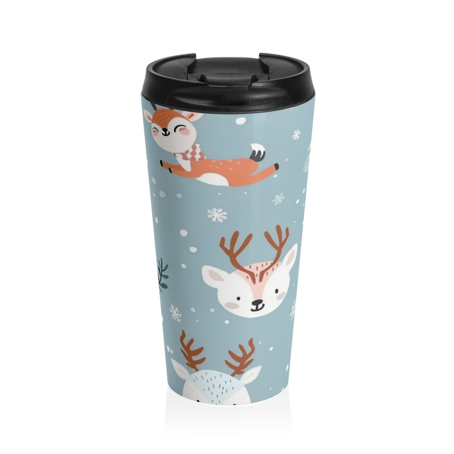 Festive Reindeer Joy Stainless Steel Travel Mug – 15oz